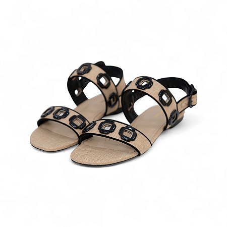 SANDALIA PALHA VIVO PRETO