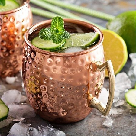 CANECA DE COBRE MOSCOW MULE 475ML COM ALÇA DE BRONZE