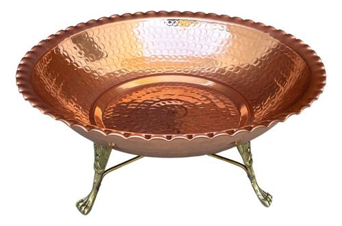 Fruteira Cobre Pé De Bronze 37 Cm Metal Arte