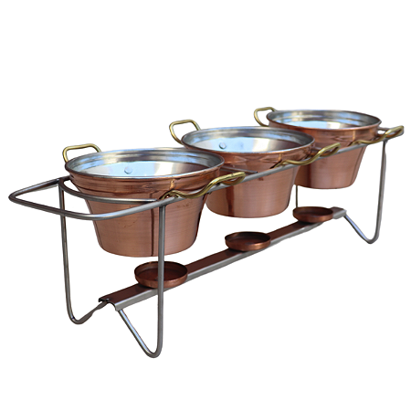 Kit Fondue Cobre 3 Panelas C/Suporte inox