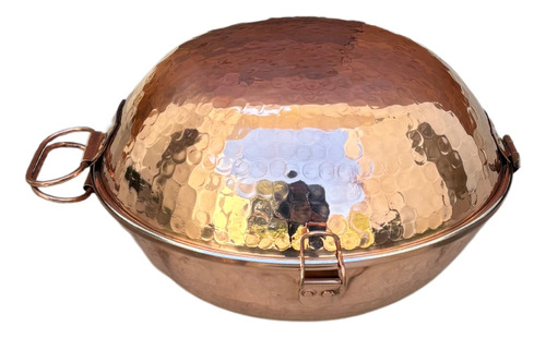 Panela Portuguesa Cataplana De Cobre Puro Martelada 7 Litros