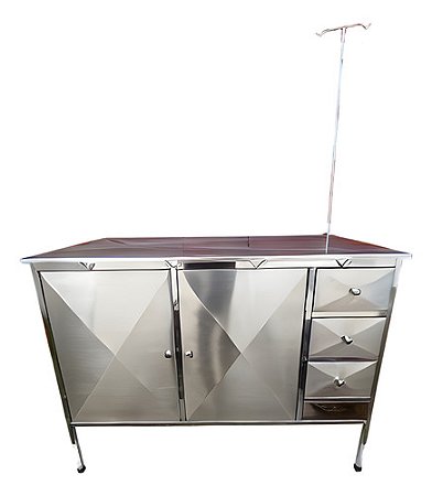 Mesa Veterinária Em Inox Atendimento Com Gabinete E Gavetas