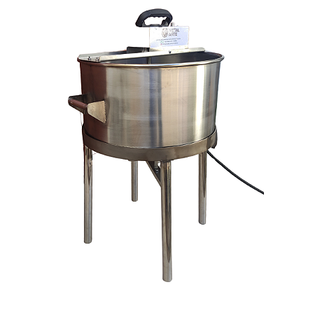 Kit Panela Mexedora Inox 70L Base Reforçada com Fogareiro