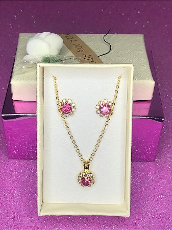 CONJUNTO STRASS ROSA