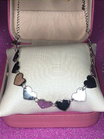 CHOCKER CORAÇÕES PRATA