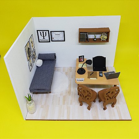 Quadro Cenário Miniatura Consultório Psicologia - Psicólogo