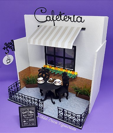 Quadro cenário miniatura Cafeteria Doceria