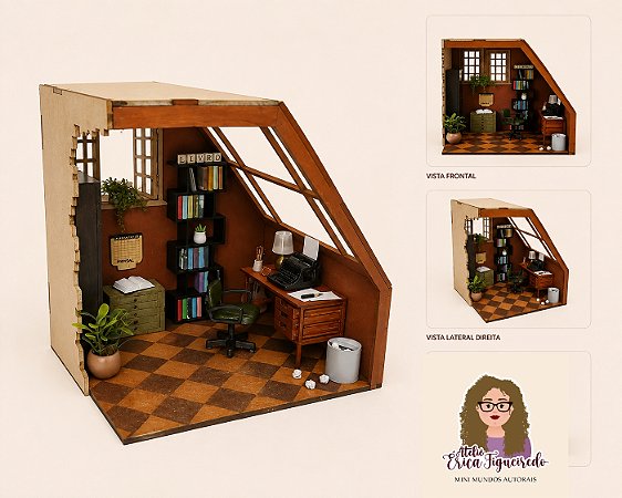 Quadro Cenário Miniatura Escritor