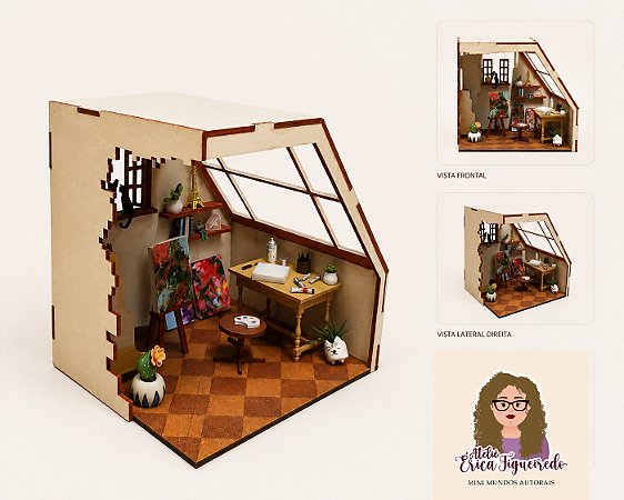 Quadro Cenário Miniatura Ateliê de Pintura