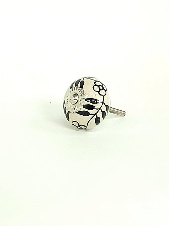 Puxador de Cerâmica Gaveta Armário branco e preto com metal