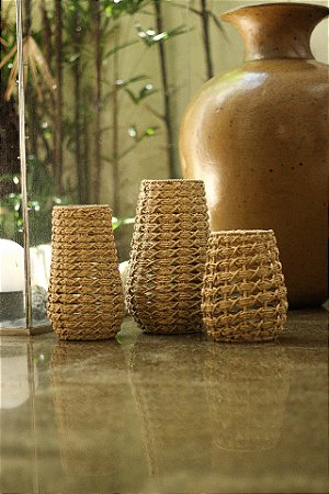 Lanterna de fibra natural Grande 36x21x21