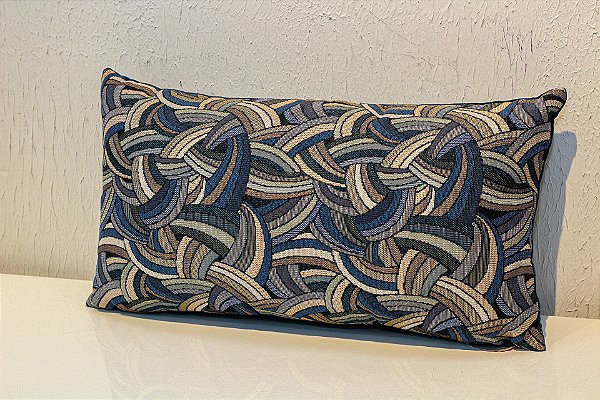 Almofada azul tecido bordado 50x30