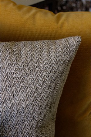 Almofada linho bordado bege, 50x50