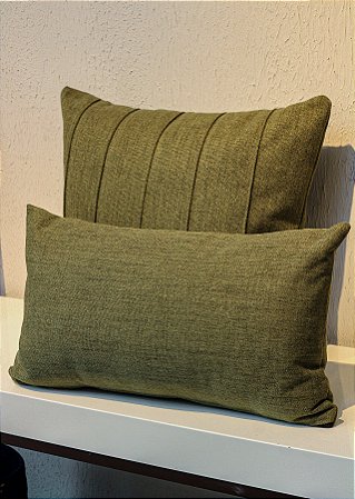 KIT DE ALMOFADAS EM  LINHO RÚSTICO  VERDE MILITAR