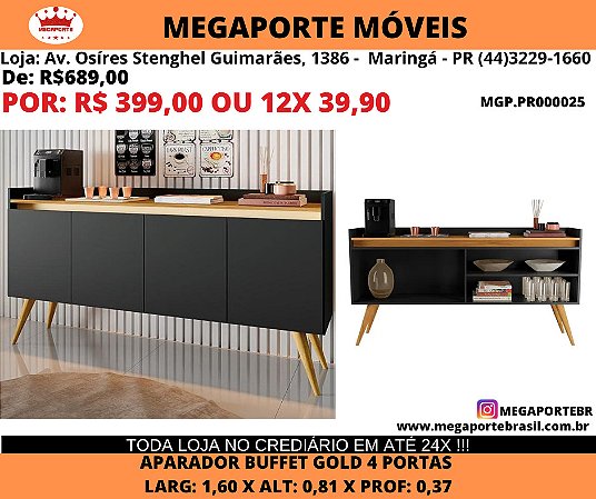Aparador Buffet Gold 4 Portas