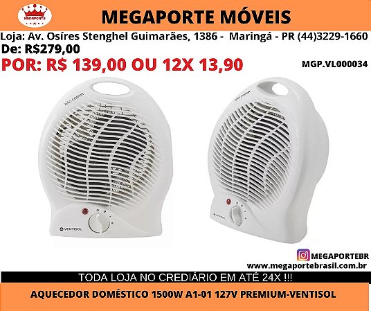 Aquecedor Elétrico Branco Ventisol