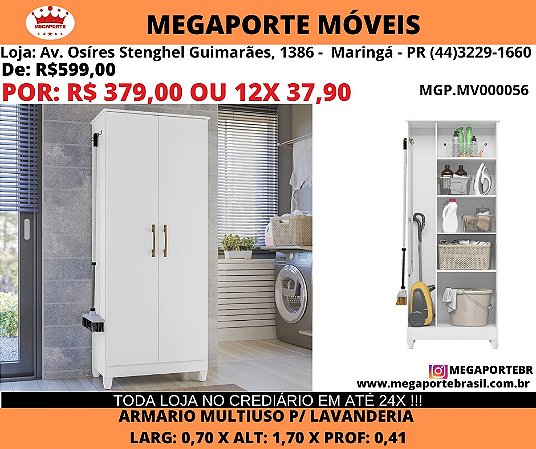 Armário Multiuso p/ Lavanderia com Vassoureiro