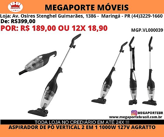 Aspirador de Pó Vertical Agratto 2 em 1 Duo As 01 127c 1000w