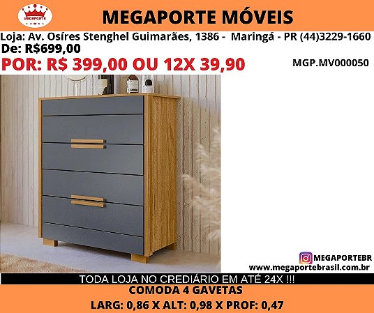 Cômoda 4 gavetas