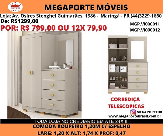 Cômoda Roupeiro c/ Espelho