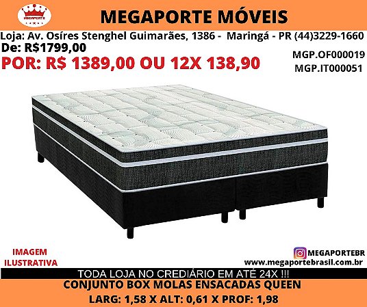 Conjunto Box Molas Ensacadas 158x198 Queen