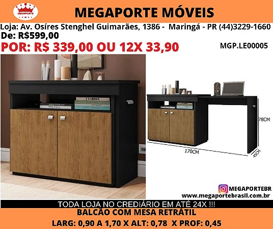 Escrivaninha Com Balcão Retratil