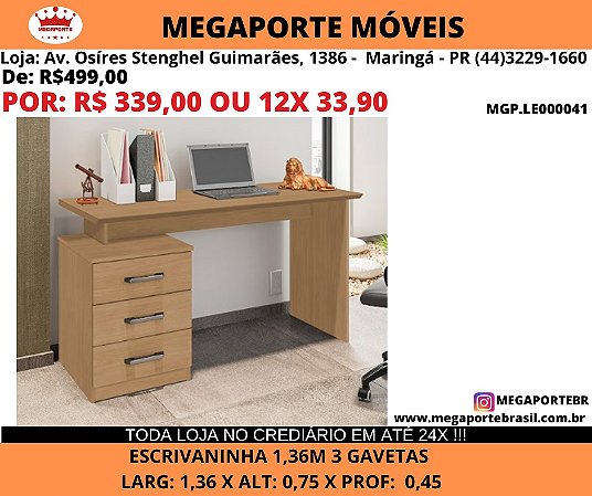 Escrivaninha 3 gavetas