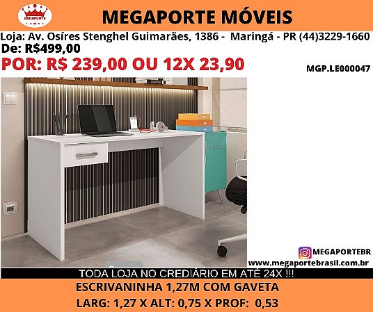Escrivaninha 1,27M com Gaveta