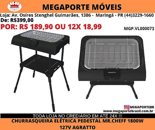 Churrasqueira Eletrica Pedestal MR.Cheff ACHP-01 1800W 127V Agratto