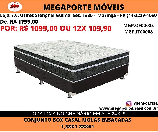 Conjunto Box Molas Ensacadas 1,38x1,88 Casal
