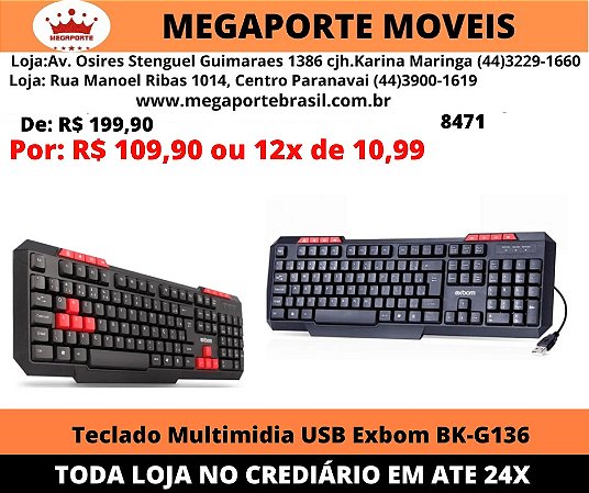 Teclado Multimidia USB