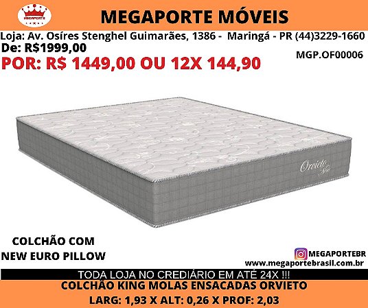 Colchão King Molas Ensacadas New Euro Pilow