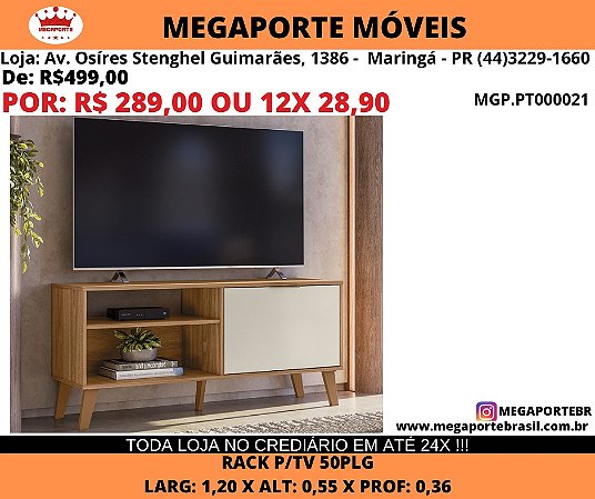 Rack p/ tv 50plg 1,20m