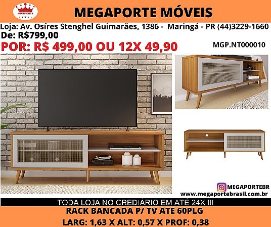 Rack p/ tv 60plg 1,63m