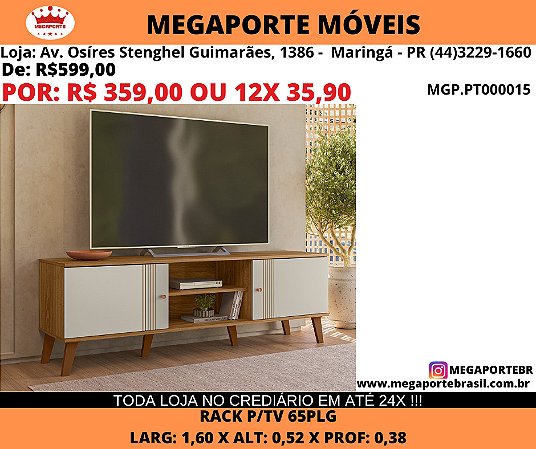 Rack p/ tv 65plg 1,60m
