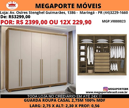 Guarda Roupa Casal 2,75M