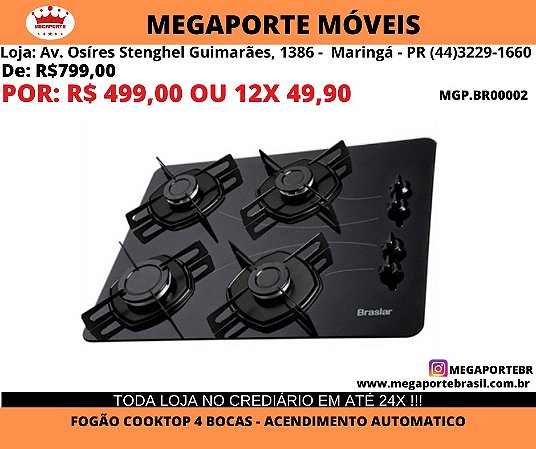 Fogão Cooktop 4 Bocas