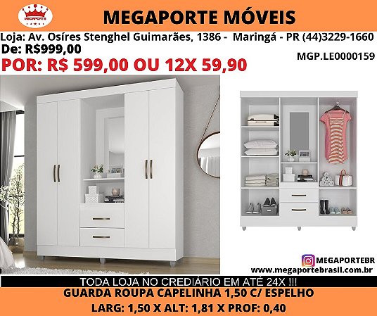 Guarda Roupa Solteiro 1,50M Capelinha