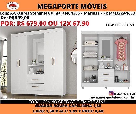 Guarda Roupa Solteiro 1,50M Capelinha