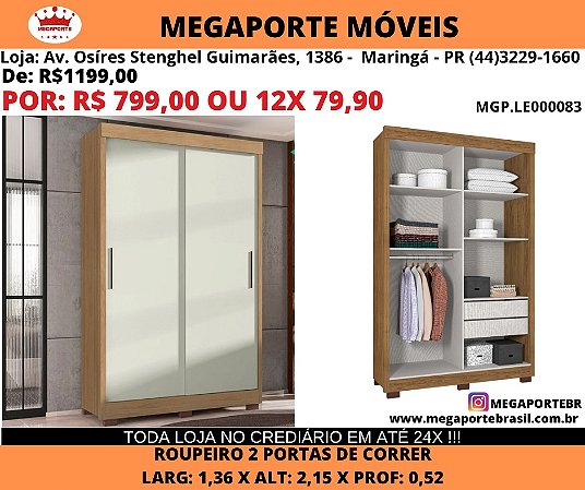 Guarda Roupa Porta de Correr 1,36M