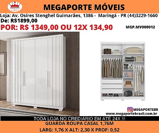 Guarda Roupa Casal 1,76