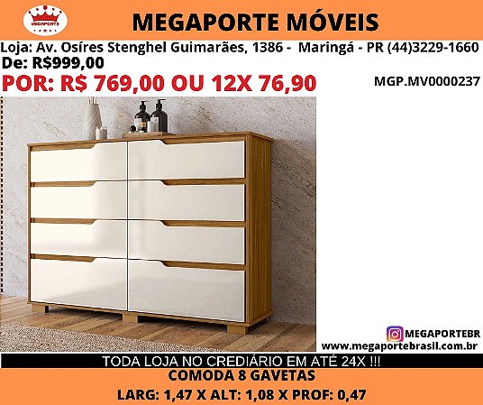 Comoda 8 gavetas 1,47M