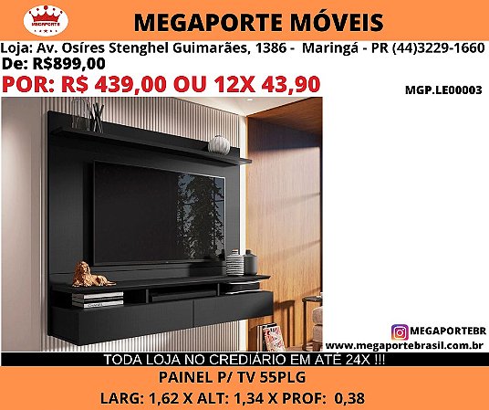 Painel p/ tv 55plg 1,62M