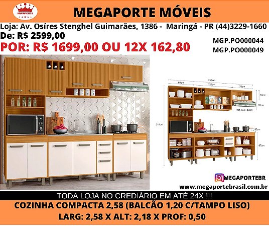 Cozinha Compacta com Balcão 2,58m