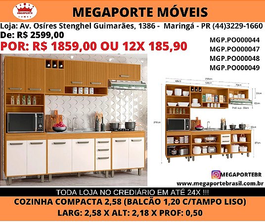 Cozinha Compacta com Balcão 2,58m
