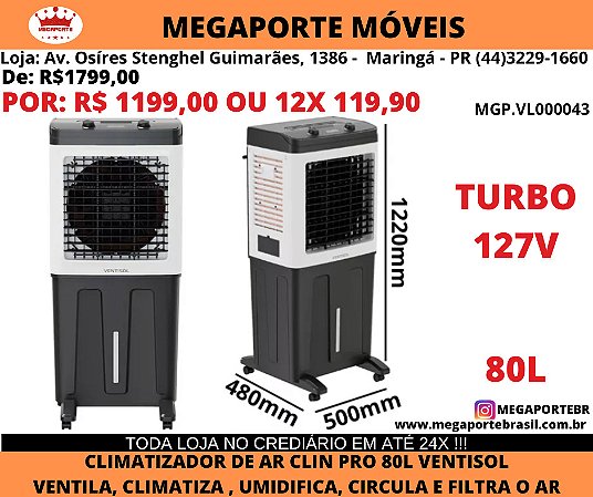 Climatizador Clin 80L Pro 150W 127V Ventisol -