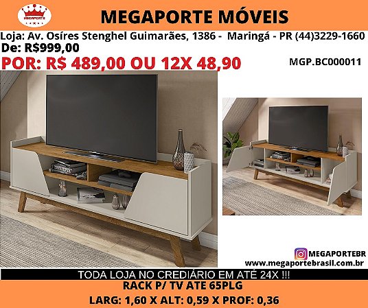 Rack p/ tv 65plg 1,60m
