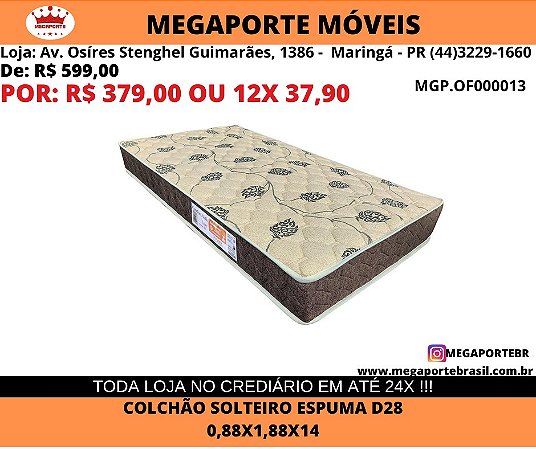 Colchão Espuma D28 Solteiro