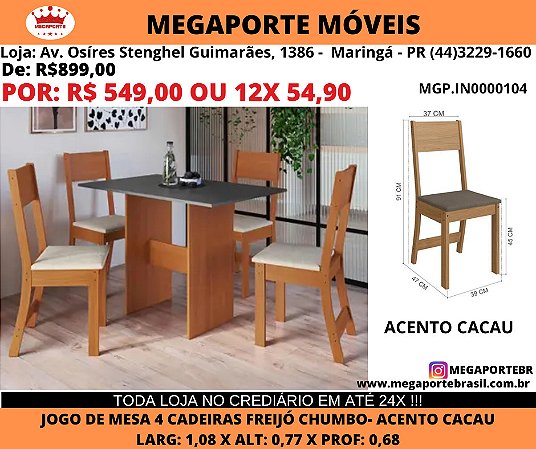 Conjunto Mesa 4 cadeiras