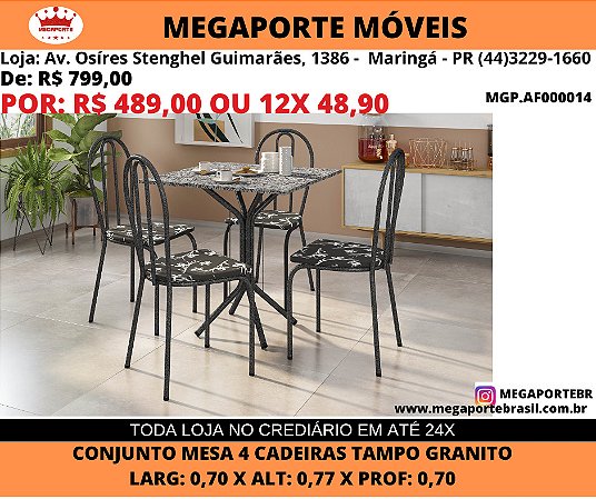 Conjunto de Mesa Granito 4 cadeiras